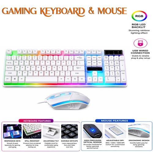 White rgb gaming - white, keyboard